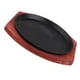 thumbnail image 2 of Juego de plancha de hierro fundido para fajitas con plato de madera para carne, sartén redonda de hierro fundido, placa para barbacoa para uso en restaurantes domésticos, 2 of 7