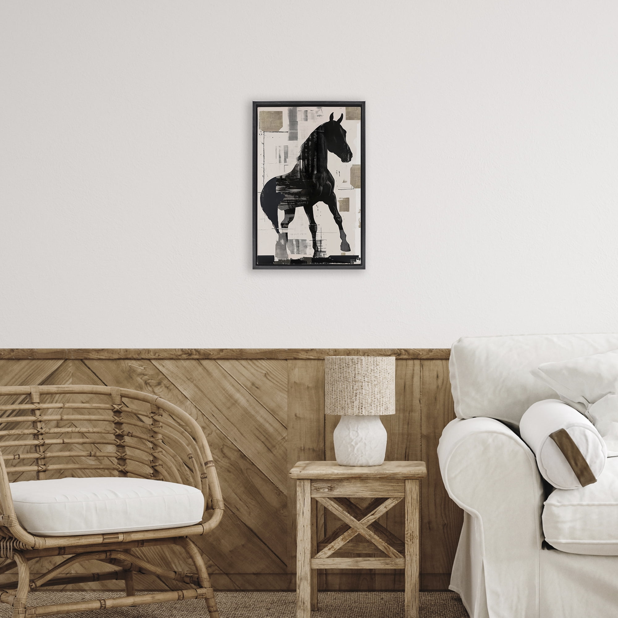 Equinity Horse Silhouette Black Framed Floater Canvas Wall Art, design by Annabelle Hall