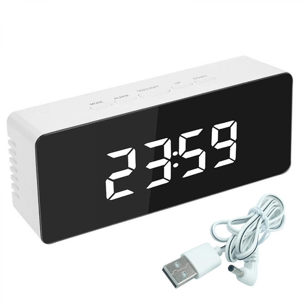 Digital Mini Led Clock Mirror Alarm Clock With Thermometer Calendar