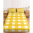 thumbnail image 2 of Twin XL Size Fitted Sheet Set - Yellow Plaid 2 Piece Bedding Sets 16" Deep Pocket Fitted Sheet with 1 Pillowcases, Watercolor Grid Checker Gingham Farmhouse Brushed Microfiber Hotel Luxury Bed Sheets, 2 of 9
