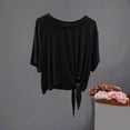 thumbnail image 2 of Noric Women Tie Front Modal T-Shirt Crew Neck Knotted Loose Fit Short Sleeve Casual Lightweight Flowy Tops, 2 of 6