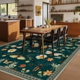 thumbnail image 5 of Insect Washable 8x10 Area Rug for Living Room, Floral Kids Playroom Rug Non Slip, Ultra-Thin Soft Low-Pile Floor Indoor Throw Carpet for Bedroom Dorm Nursery, Dark Green, 5 of 7