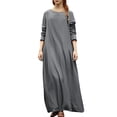 thumbnail image 6 of Kilaqueen Womens Baggy Medieval Victorian Maxi Dress Renaissance Costume Long Sleeve Dress Vintage Casual Crew Neck Solid Color Plus Size Dresses, 6 of 8