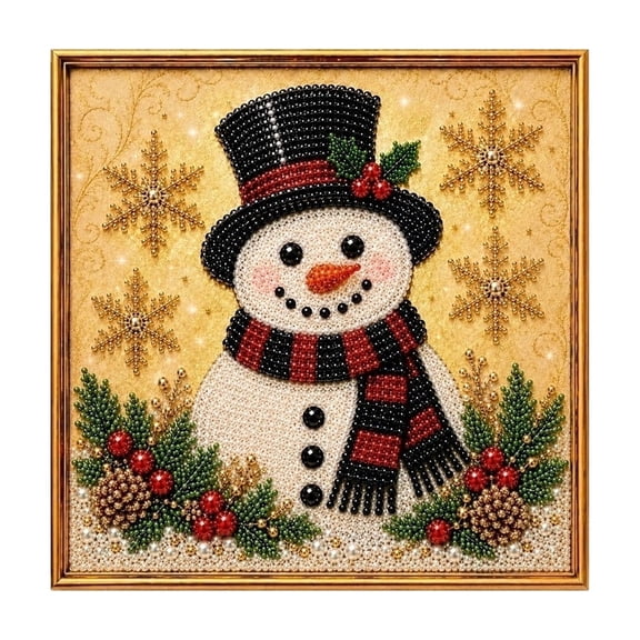 Christmas Pearl Diamond Art Kit with Frame, DIY 5D Christmas Diamond Art Set for Adults, Holiday Home Wall Decor Craft, Festive Diamond Art for Living Room