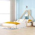 thumbnail image 2 of Leumius Full Size Floor Bed with House-Shaped Headboard,Montessori Bed Low Floor Bed Frame with Slats for Boys Girls,No Box Spring Needed,Natural, 2 of 8