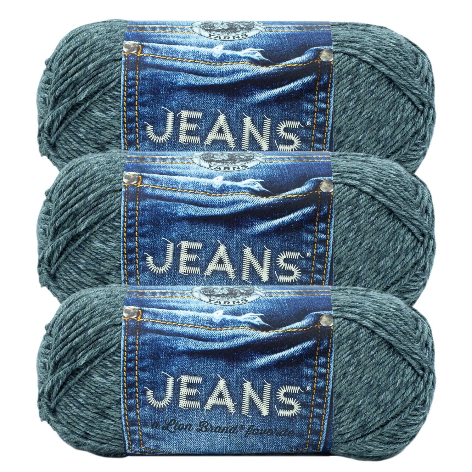 Lion Brand Jeans® Yarn Vintage #4 Medium/Worsted Acrylic yarn, 100g/ 225m, 3-CT