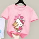 thumbnail image 4 of Camiseta de Hello Kitty para niños y niñas, ropa bonita de dibujos animados, ropa con estampado de figuras de Anime, Top rosa, regalo de verano, 4 of 5