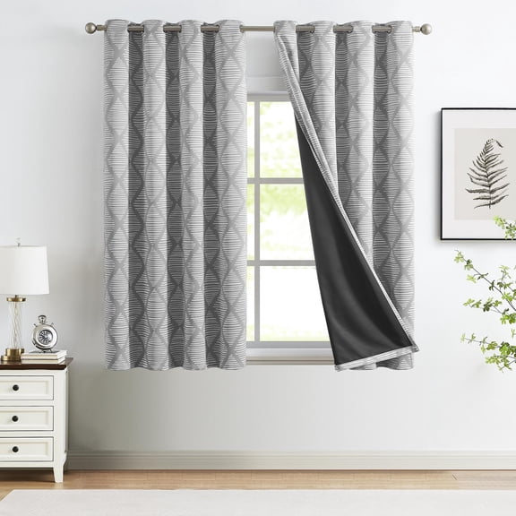 Curtainking Blackout Curtains - 52x63 inch Grey Set of 2 with Grommet Thermal Insulation, Ideal for Living Room Bedroom Windows