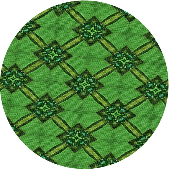 Ahgly Company Indoor Round Patterned Deep Emerald Green Area Rugs, 4' Round