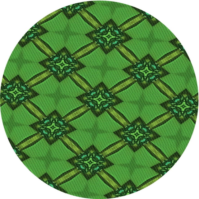 Ahgly Tapis Rond Lavable en Machine Intérieur Transitionnel Vert Émeraude Profond, 6 Pieds Rond
