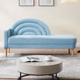 thumbnail image 4 of Chaise Longue with High-Density Sponge Arched Back & Right Armrest, Comfy Cushion, Sturdy Wood Frame, Up to 660 lbs Capacity, Linen Fabric, Ideal for Living Room, Study, and Bedroom, Light Blue, 4 of 13
