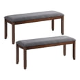 thumbnail image 1 of Pemberly Row Rubber Wood Upholstered Padded Dining Bench in Brown (Set of 2), 1 of 11