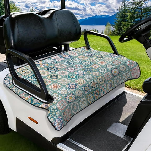 Floral Plaid Golf Cart Seat Covers, Universal Fit for EZGO, Club Car, Yamaha 51"x31", 2 Passenger Golf Cart Seat Protector, Durable Washable