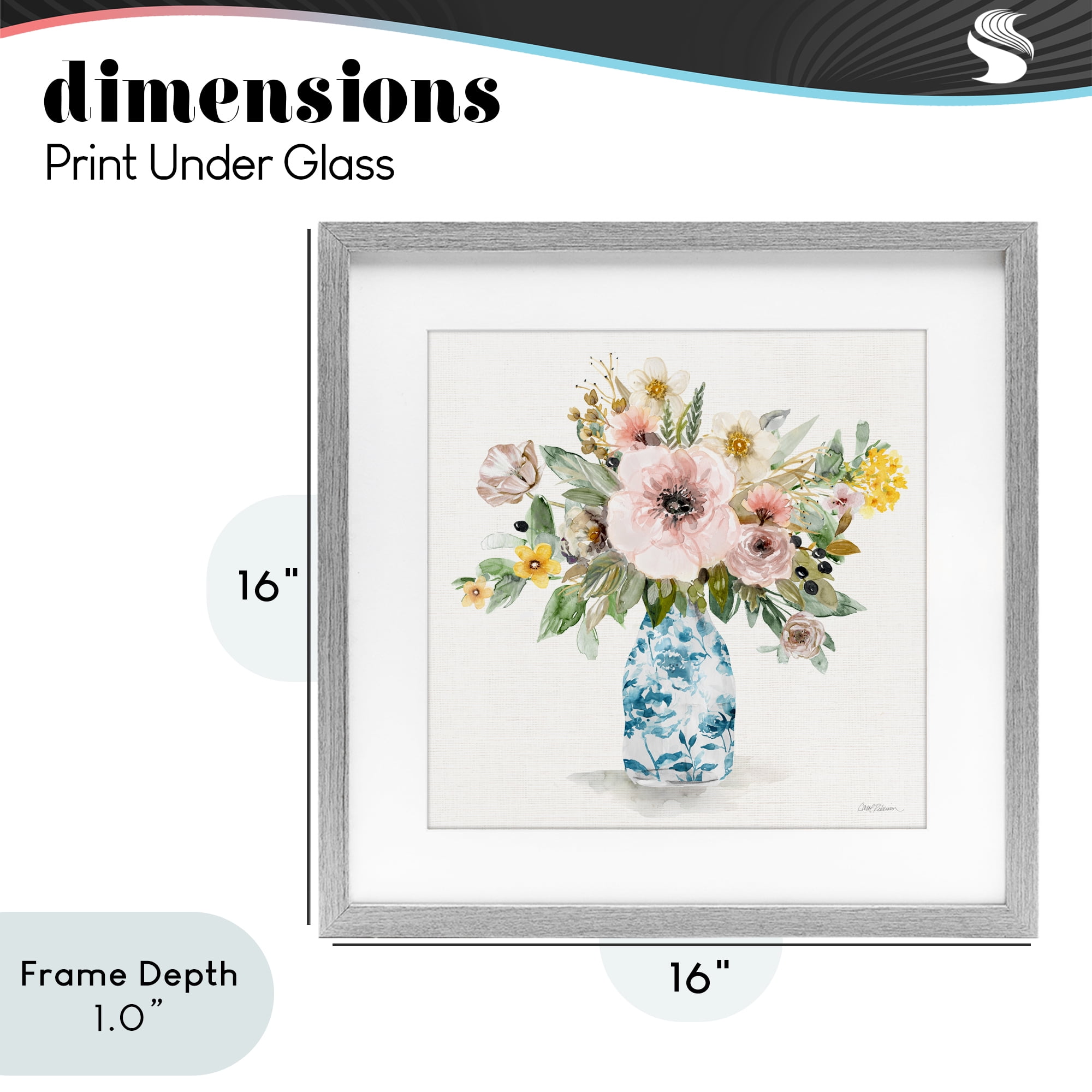 Stupell Industries Summer Chinoiserie Assortment Gray Framed Print Under Glass, design by Carol Robinson