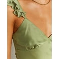 thumbnail image 4 of Vestido KOUNAI de verano de satén con encaje sin espalda y cuello en V maxi oliva, 4 of 4