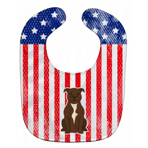 Patriotic USA Staffordshire Bull Terrier Chocolate Baby Bib