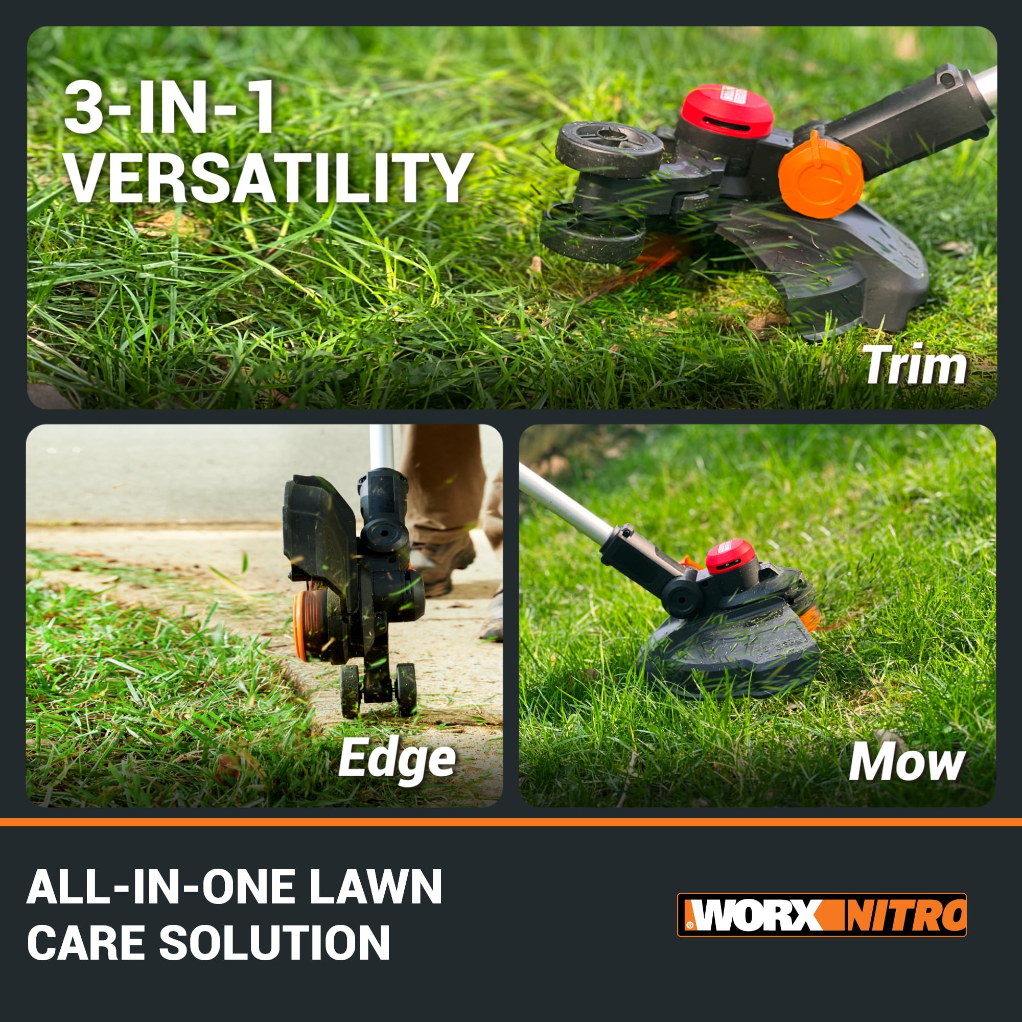 Worx WG173 20V Nitro Brushless Cordless 13" Grass and Weed String Trimmer and Edger with Battery and Charger