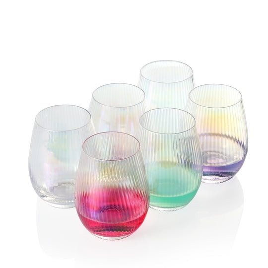 HOMEW Iridescent stemless wine glasses set Unique Cute Gift Idea Set