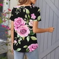 thumbnail image 6 of Karymi Summer Tops for Women 2026 Loose Round Neck Short Sleeve T Shirts Button Rose Print Blouse Quick Dry Button Tee Shirts, 6 of 6