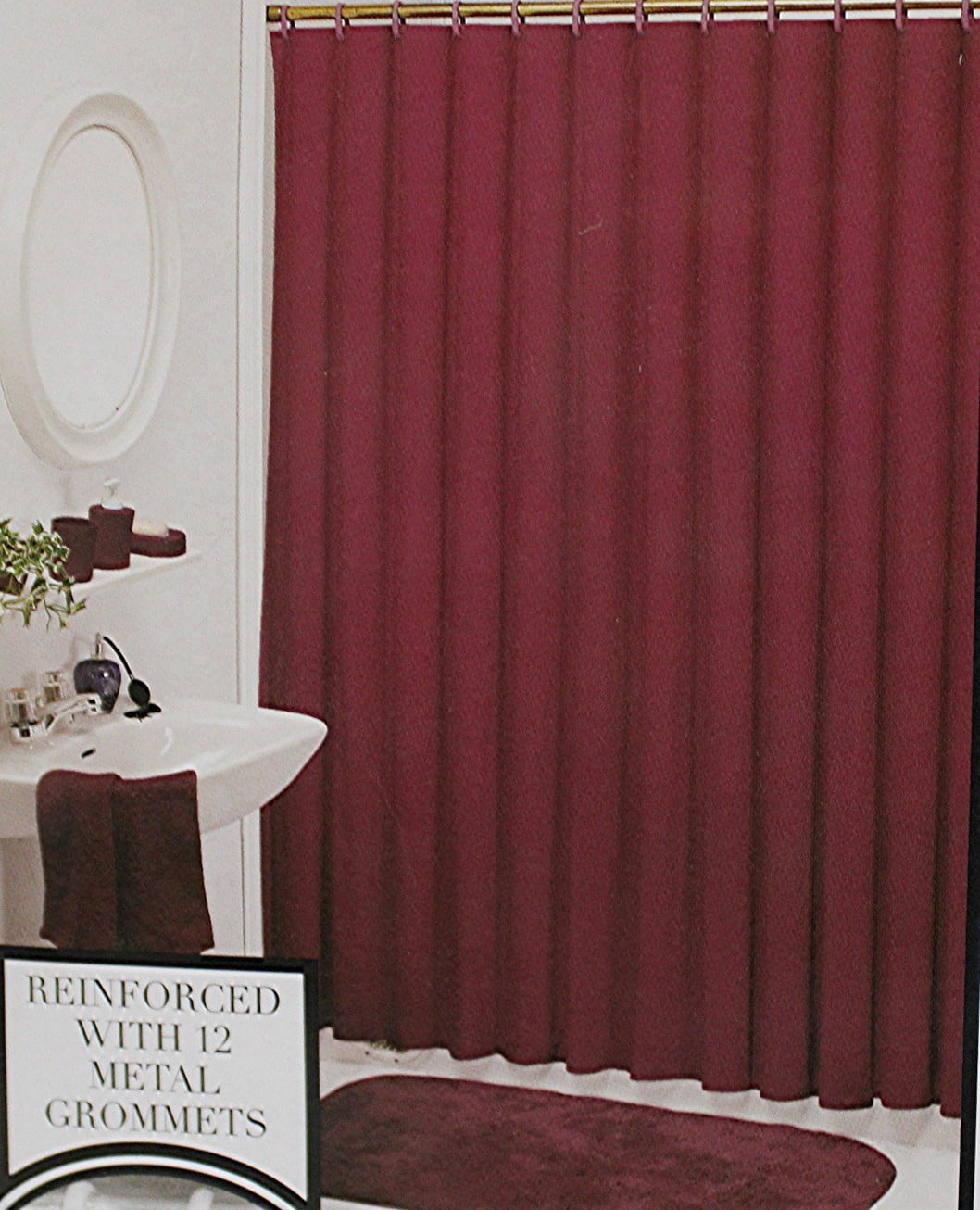 Shower Curtain Liner Burgundy PVC Lightweight Rustproof Metal Grommets, Weighted Magnetic Bottom 70" x 72"