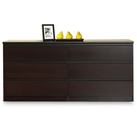 Laguna 6-Drawer Double Dresser, Lacquered Espresso ...