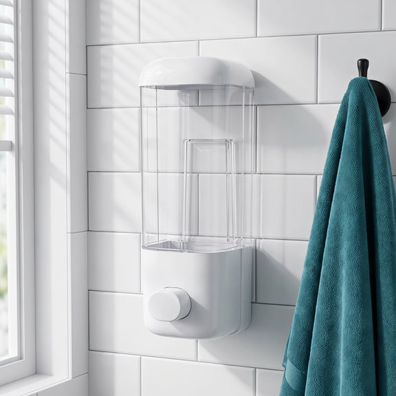 Soap Dispenser Wall Mount, Commercial Manual Soap Dispenser Wall Mounted for Bathroom Kitchen Hotel, Shampoo Container Plastic