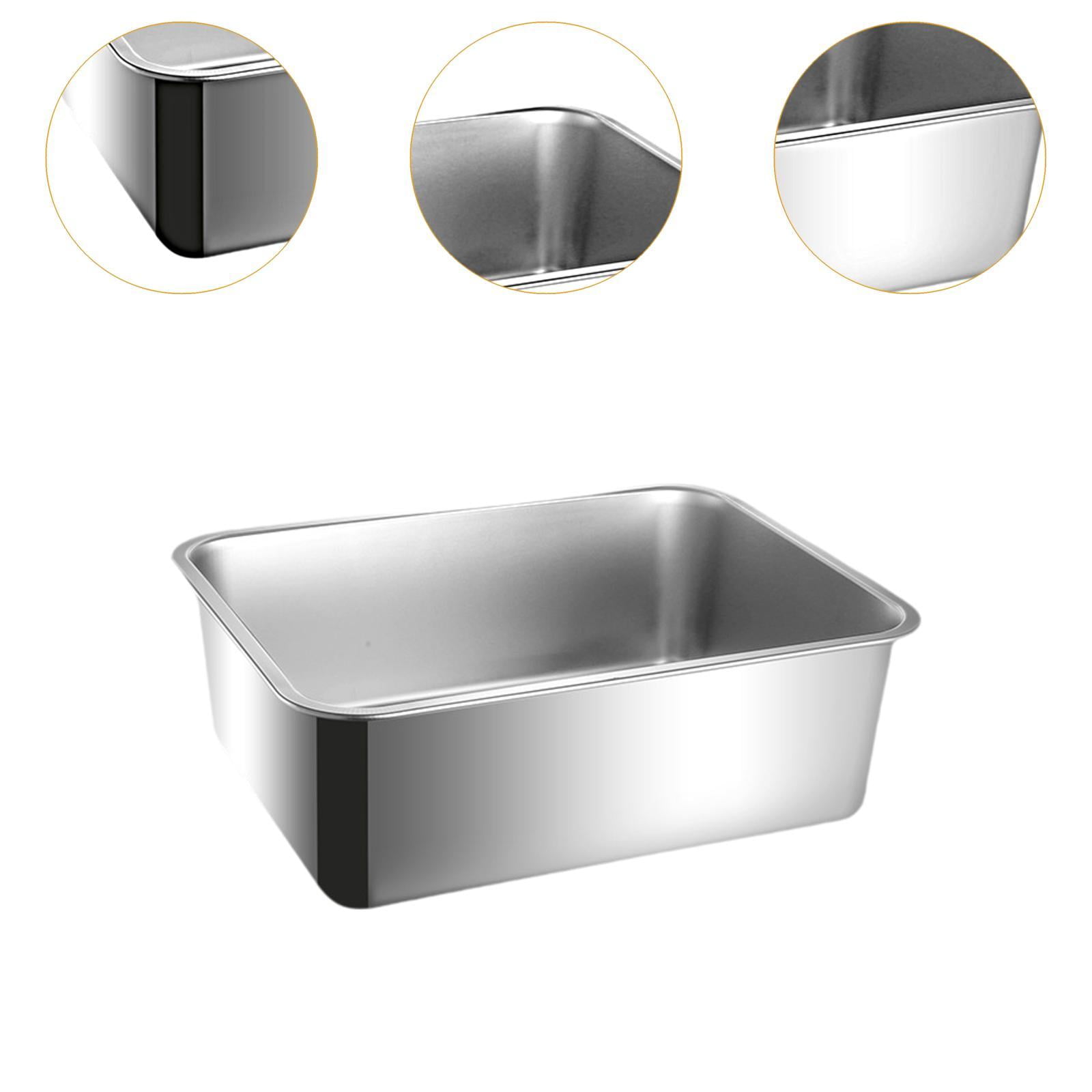 FashionCha Cat Litter Box Litter Pan Stainless Steel Container Easy to Clean Open Top Large Height 10cm