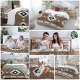 thumbnail image 6 of Brown Boho Duvet Cover Set, Farmhouse Aztec Southwest Ethnic Geometric Soft Duvet Cover Full Size Bedding Set 4 Pieces, 1 Quiltcover and 2 Pillowcases with Zipper, 1 Bed Sheet for All Seasons, 6 of 9