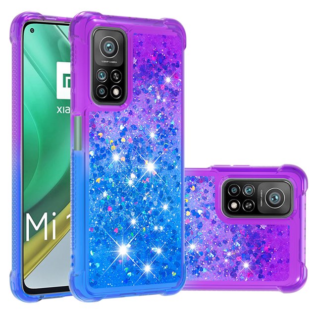 Funda para Xiaomi Mi 10T/10T Pro Transparente con Brillos Carcasa Protectora Antigolpes con Glitter Brillante