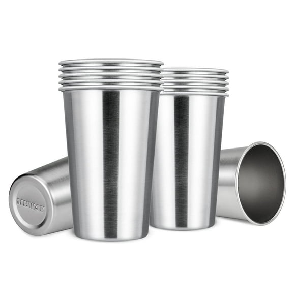 MEWAY Premium Stainless Steel Cups 16 oz Pint Cup Tumbler (12 Pack) - Premium Metal Cups - Stackable Durable Cup,Chilling Beer Glasses, for Travel, Outdoor, Camping, Everyday