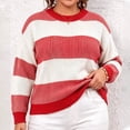 thumbnail image 5 of yillto Plus Size Women Sweater Color Block Striped Fashion Crew Neck Pullover Knit Loose Sweaters, 5 of 6