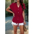 thumbnail image 5 of Dycnvjo Womens Button Down Blouses V Neck Casual Peplum Summer Tops Dressy Work Blouse Claret M, 5 of 8