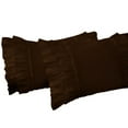 thumbnail image 2 of 2 Piece Vintage Ruffle Pattern Solid Chocolate Pillow Shams, (Queen 20X30 Pillow Cover), 100% Egyptian Cotton, 800 Thread Count, Queen Size, 2 of 3
