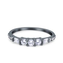 Rose Tone, Simulated Cubic Zirconia Size-5 Simple Band Wedding Ring Baguette CZ 925 Sterling Silver