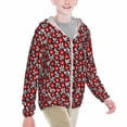 thumbnail image 2 of Cauagu Red Floral Print Sun Protection Jacket for Teen,Full-Zipper Long Sleeve Sun Shirts with Pockets UV Hoodie Shirts Outdoor Athletic Jacket-Small, 2 of 7