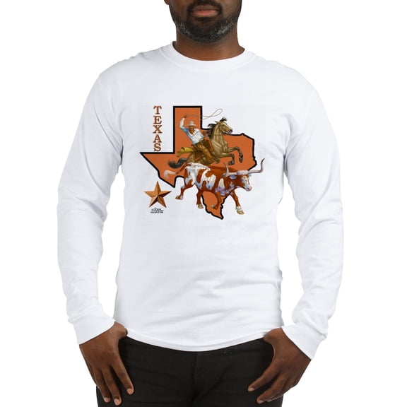 CafePress - Texas Cowboy & Longhorn Long Sleeve T Shirt - Unisex Cotton Long Sleeve T-Shirt