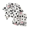 thumbnail image 1 of Hiiyo Pyjama pour Bébé Fille à Imprimé Vache, Haut à Manches Courtes et Short, Ensemble de Sommeil 2 Pcs, Blanc, 1 of 3