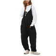 thumbnail image 2 of Lovskoo Fleece Overalls for Women Fuzzy Solid Color 2025 Fall Winter Romper Jumpsuit With Pocket Black L, 2 of 9