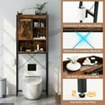 thumbnail image 3 of Topbuy Over The Toilet Storage Cabinet 4-Tier Bathroom Organizer w/ Adjustable Shelves Sliding Barn Door & Toilet Paper Holder Rustic Brown, 3 of 7