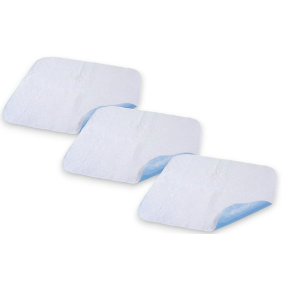 Essential Medical Supply Quik-Sorb 34" x 35" Quilted Birdseye Cotton Reusable Underpad - 3 Pack of Washable Incontinence Bed Pads for Adults and Seniors