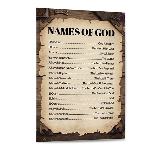 Names of God Canvas Wall Art Christian Religious Scripture Poster Print Decor for Home Office Bedroom Decoration