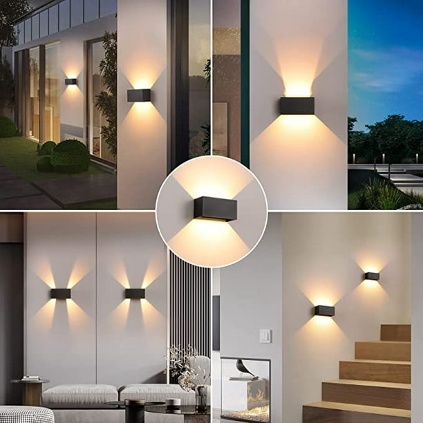 Ledvion Lámpara De Pared LED Cube Regulable, Color Negro, Para Interior/ Exterior, ángulo De Haz Ajustable, 3000 K, Blanco Cálido, 6 W, IP54
