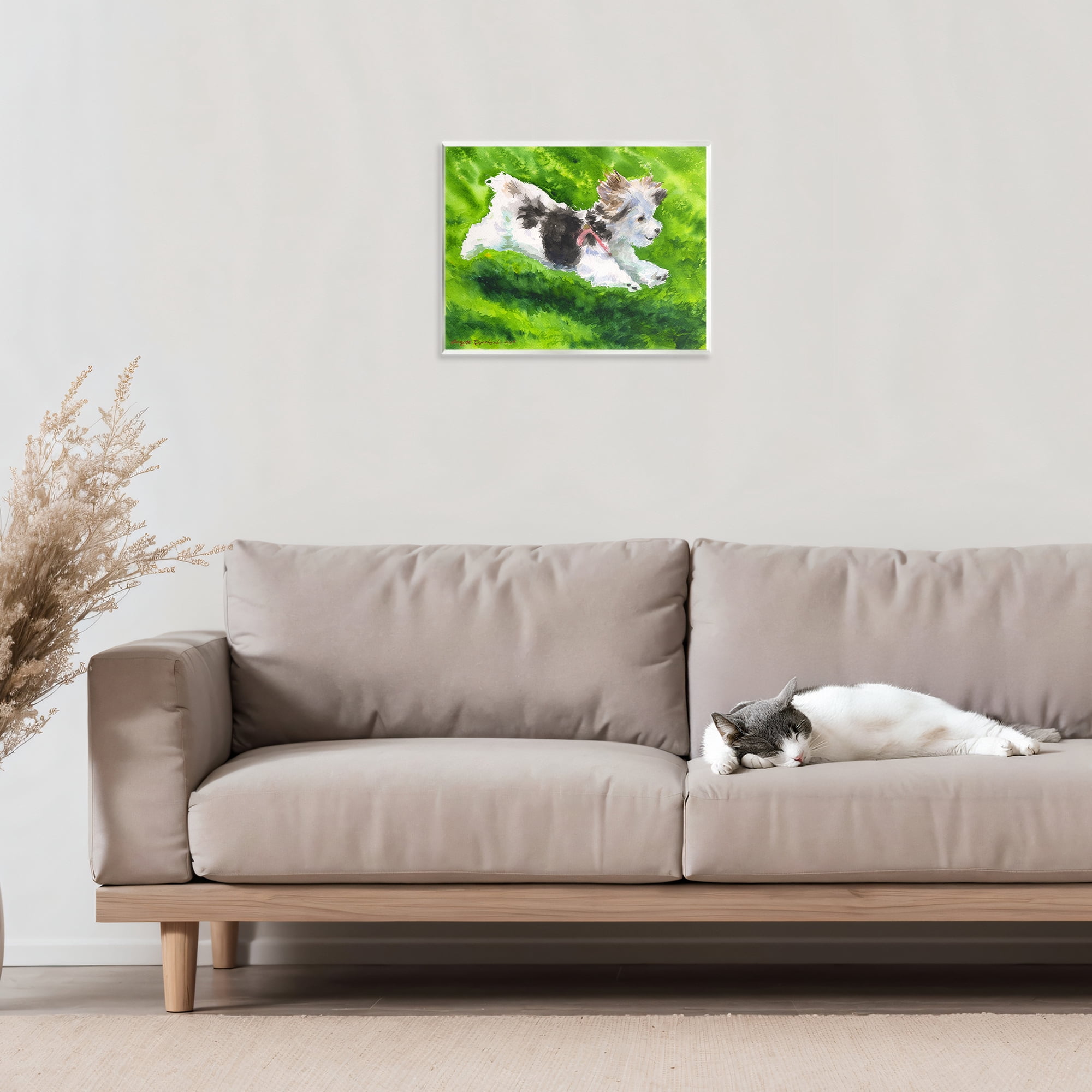 Stupell Industries Happy Maltipoo Running Wall Plaque Art, design by George Dyachenko