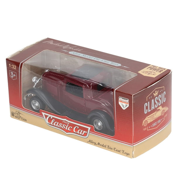 Modelo de coche clásico 1:32, juguete de simulación Vintage de aleación, puertas abiertas con retroceso antiguo, modelo Borgoña