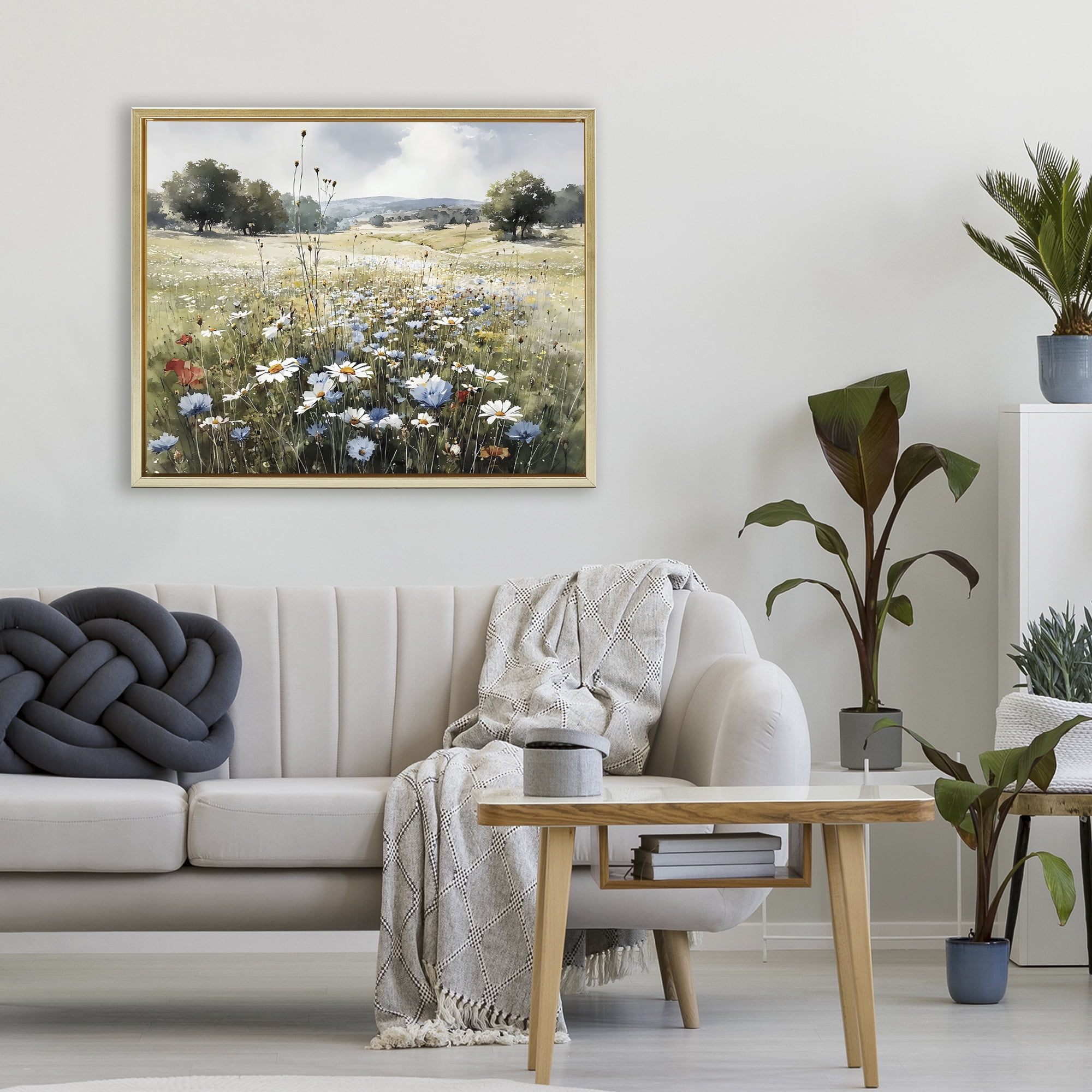 Stupell Industries Calm Meadow of Wildflowers Gold Framed Floater Canvas Wall Art, design by Franklyn Gregory
