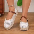 thumbnail image 5 of Samdudou Womens Flats Shoes Closed Toe Mary Jane Slip On Espadrilles Hollow Out Mesh Upper with Adjustable Buckle Strap Lightweight Walking Footwear Casual Summer, 5 of 7