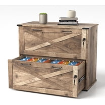 CZMJY 2 Drawer File Cabinet with Lock, Home Office Filing Organizer, for Letter Legal A4 Size File Folder Storage, Modern Farmhouse, Wood Lateral Filing Cabinet, Archivador (Rustic Gray)