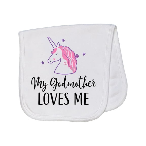Inktastic Godmother Loves Me Unicorn Girls Baby Burp Cloth