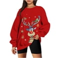 thumbnail image 1 of Costumes de Noël en Liquidation Col Rond Mode Décontractée Manches Longues Chandail en Molleton Imprimé de Noël Hauts Blouse Chandail en Molleton Grande Taille pour Femmes, 1 of 5