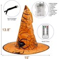 thumbnail image 2 of Halloween Decorations Witch Hat, 8 Pcs Hanging Lighted Glowing Witch Hat Decorations, Halloween Lights String with 8 Lighting Modes, Halloween Party Indoor Outdoor Yard Tree Decorations, 2 of 7